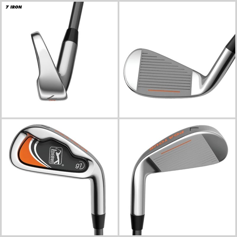 Golfgen PGA Tour by Kids Golf Club – Cavity Backed, Perimeter Weighted Irons & Putter for Junior Golfers, Ideal for Player Heights 5’2”+ – Forgiving Open Stock Irons for Youth Golf Practice - Image 1